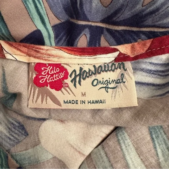 Vintage Hilo Hattie Hawaiian Dress Medium Floral Short Sleeve Modest Grey - Picture 4 of 5